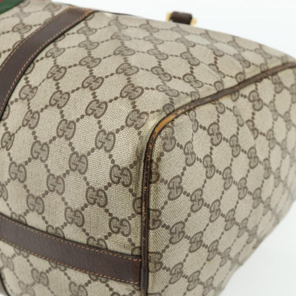 GUCCI GG Supreme Web Sherry Line Hand Bag PVC Beige Red Auth 177775