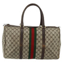 GUCCI GG Supreme Web Sherry Line Hand Bag PVC Beige Red Auth 177775-2