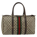 GUCCI GG Supreme Web Sherry Line Hand Bag PVC Beige Red Auth 177775-3