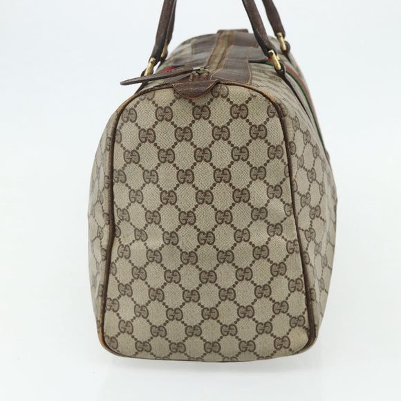 GUCCI GG Supreme Web Sherry Line Hand Bag PVC Beige Red Auth 177775