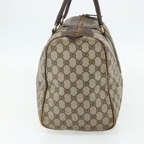 GUCCI GG Supreme Web Sherry Line Hand Bag PVC Beige Red Auth 177775