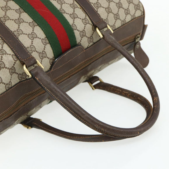 GUCCI GG Supreme Web Sherry Line Hand Bag PVC Beige Red Auth 177775