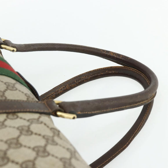 GUCCI GG Supreme Web Sherry Line Hand Bag PVC Beige Red Auth 177775