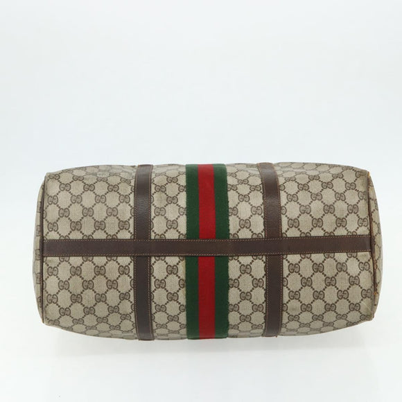 GUCCI GG Supreme Web Sherry Line Hand Bag PVC Beige Red Auth 177775