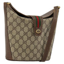 GUCCI GG Supreme Web Sherry Line Bag PVC Beige Gold 904 02 081 Auth 177778-1
