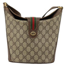 GUCCI GG Supreme Web Sherry Line Bag PVC Beige Gold 904 02 081 Auth 177778-13