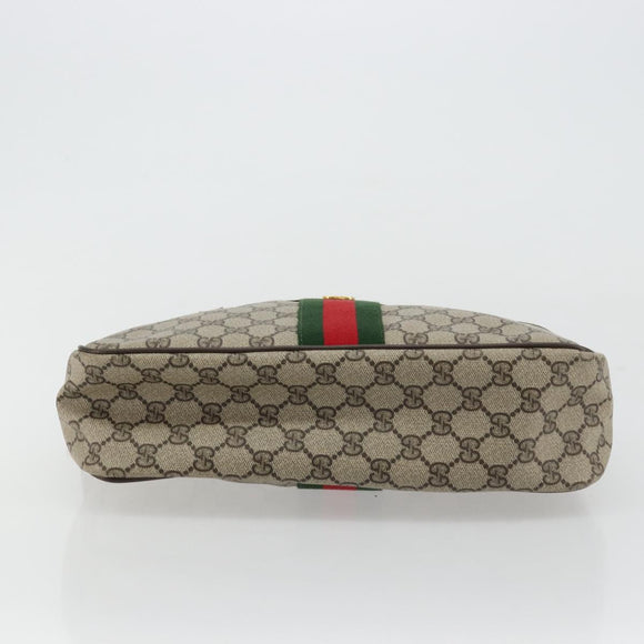 GUCCI GG Supreme Web Sherry Line Hand Bag PVC Beige Gold Auth 177779