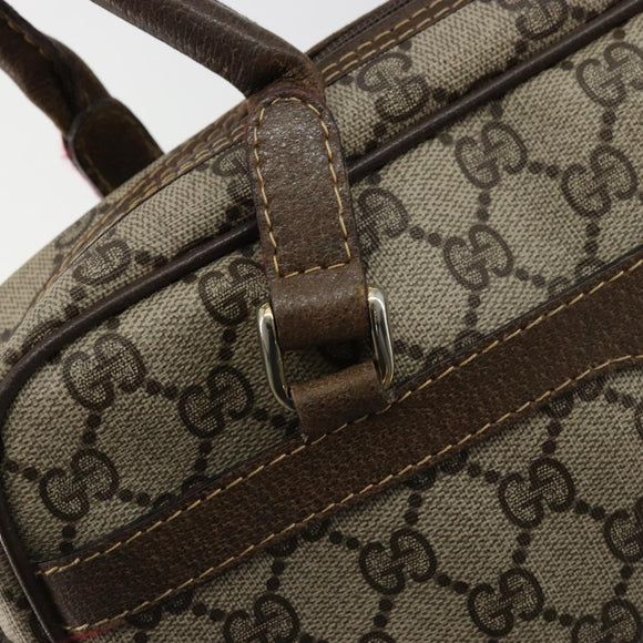 GUCCI GG Supreme Web Sherry Line Hand Bag PVC Beige Gold Auth 177779