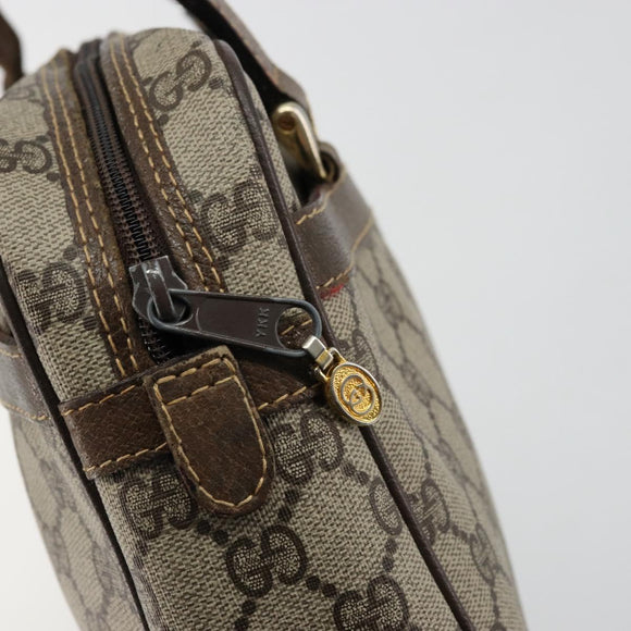 GUCCI GG Supreme Web Sherry Line Hand Bag PVC Beige Gold Auth 177779
