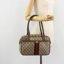 GUCCI GG Supreme Web Sherry Line Hand Bag PVC Beige Gold Auth 177779-25