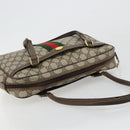 GUCCI GG Supreme Web Sherry Line Hand Bag PVC Beige Gold Auth 177779-6