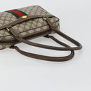 GUCCI GG Supreme Web Sherry Line Hand Bag PVC Beige Gold Auth 177779-7