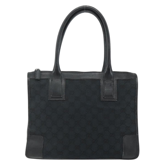 GUCCI GG Canvas Tote Bag Black Gold Auth 177786