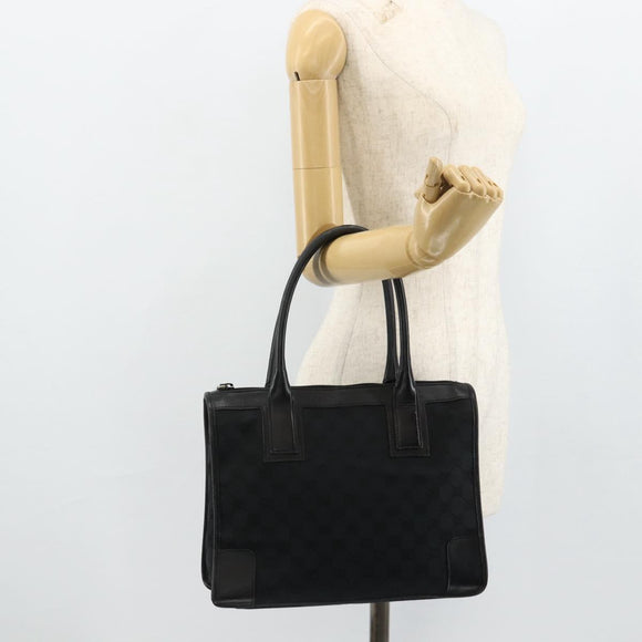 GUCCI GG Canvas Tote Bag Black Gold Auth 177786