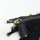 PRADA Chain Tote Tas Nylon Navy Goud Auth 177788-10
