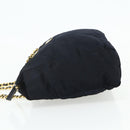 PRADA Chain Tote Tas Nylon Navy Goud Auth 177788-3