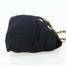 PRADA Chain Tote Tas Nylon Navy Goud Auth 177788-4