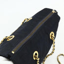 PRADA Chain Tote Tas Nylon Navy Goud Auth 177788-6