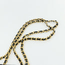 PRADA Chain Tote Tas Nylon Navy Goud Auth 177788-8