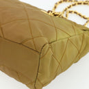PRADA Chain Tote Bag Nylon Beige Gold Auth 177789-15