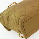 PRADA Chain Tote Bag Nylon Beige Gold Auth 177789-16
