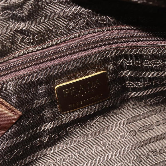 PRADA Chain Tote Bag Nylon Beige Gold Auth 177789
