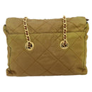 PRADA Chain Tote Bag Nylon Beige Gold Auth 177789-2