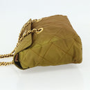 PRADA Chain Tote Bag Nylon Beige Gold Auth 177789-3