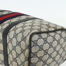 GUCCI GG Supreme Sherry Line Hand Bag PVC Navy Gold 39 02 007 Auth 177794-10