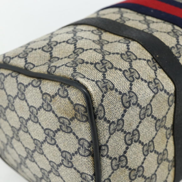 GUCCI GG Supreme Sherry Line Hand Bag PVC Navy Gold 39 02 007 Auth 177794