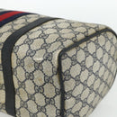 GUCCI GG Supreme Sherry Line Hand Bag PVC Navy Gold 39 02 007 Auth 177794-12