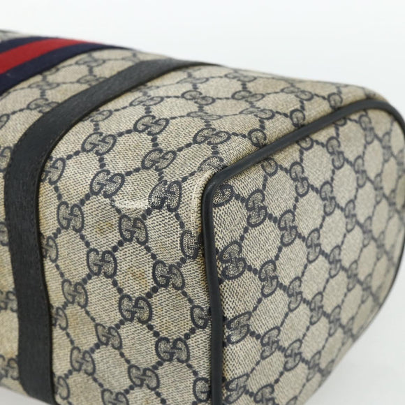GUCCI GG Supreme Sherry Line Hand Bag PVC Navy Gold 39 02 007 Auth 177794