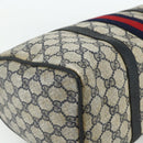 GUCCI GG Supreme Sherry Line Hand Bag PVC Navy Gold 39 02 007 Auth 177794-13