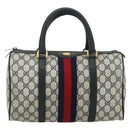 GUCCI GG Supreme Sherry Line Hand Bag PVC Navy Gold 39 02 007 Auth 177794-2