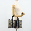 GUCCI GG Supreme Sherry Line Hand Bag PVC Navy Gold 39 02 007 Auth 177794-22