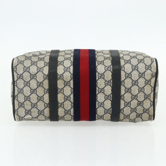 GUCCI GG Supreme Sherry Line Hand Bag PVC Navy Gold 39 02 007 Auth 177794