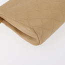CHANEL Bicolore Pouch Lamb Skin Beige Gold CC Auth 177796-15