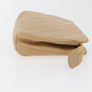 CHANEL Bicolore Pouch Lamb Skin Beige Gold CC Auth 177796-3