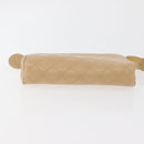 CHANEL Bicolore Pouch Lamb Skin Beige Gold CC Auth 177796-6