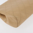 CHANEL Bicolore Pouch Lamb Skin Beige Gold CC Auth 177796-7