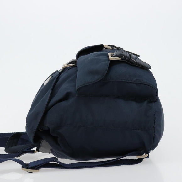 PRADA Backpack Nylon Navy Silver Auth 177799
