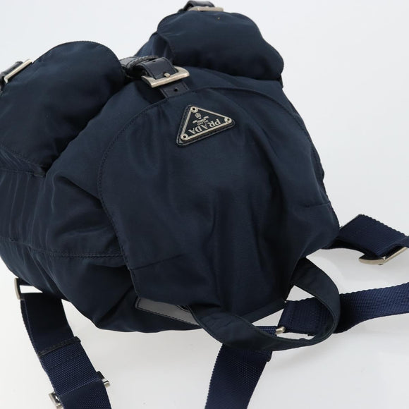 PRADA Backpack Nylon Navy Silver Auth 177799