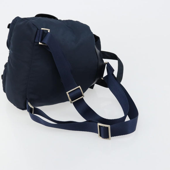 PRADA Backpack Nylon Navy Silver Auth 177799