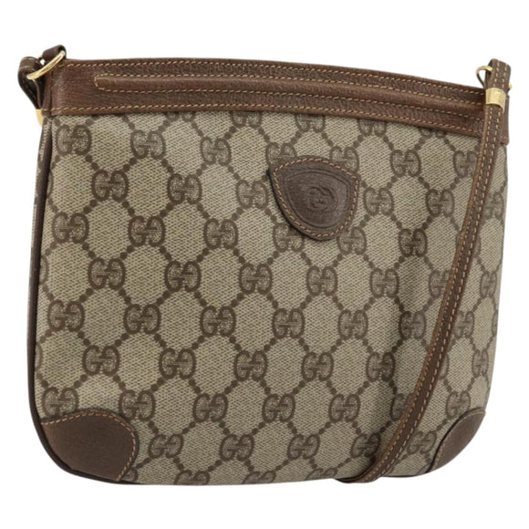 GUCCI GG Supreme Shoulder Bag PVC Beige Gold Auth 177800