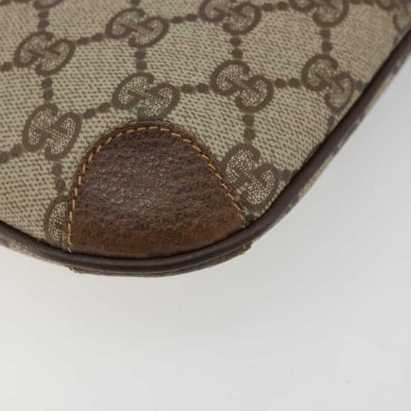 GUCCI GG Supreme Shoulder Bag PVC Beige Gold Auth 177800