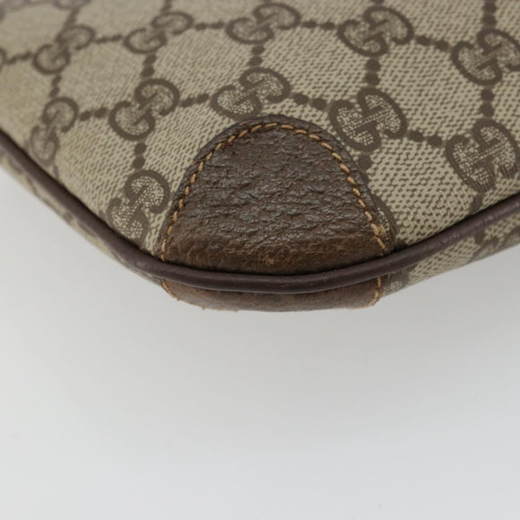 GUCCI GG Supreme Shoulder Bag PVC Beige Gold Auth 177800