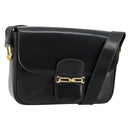 CELINE Shoulder Bag Leather Black Gold Auth 177801-1