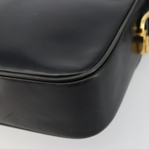 CELINE Shoulder Bag Leather Black Gold Auth 177801
