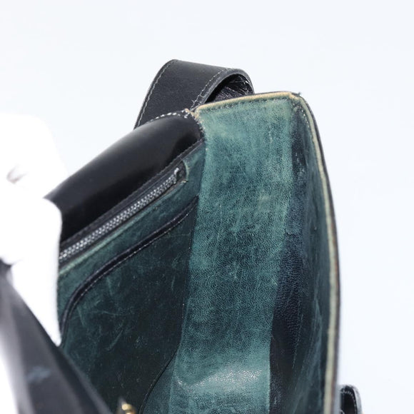CELINE Shoulder Bag Leather Black Gold Auth 177801