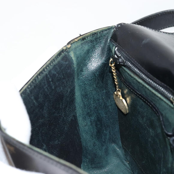 CELINE Shoulder Bag Leather Black Gold Auth 177801